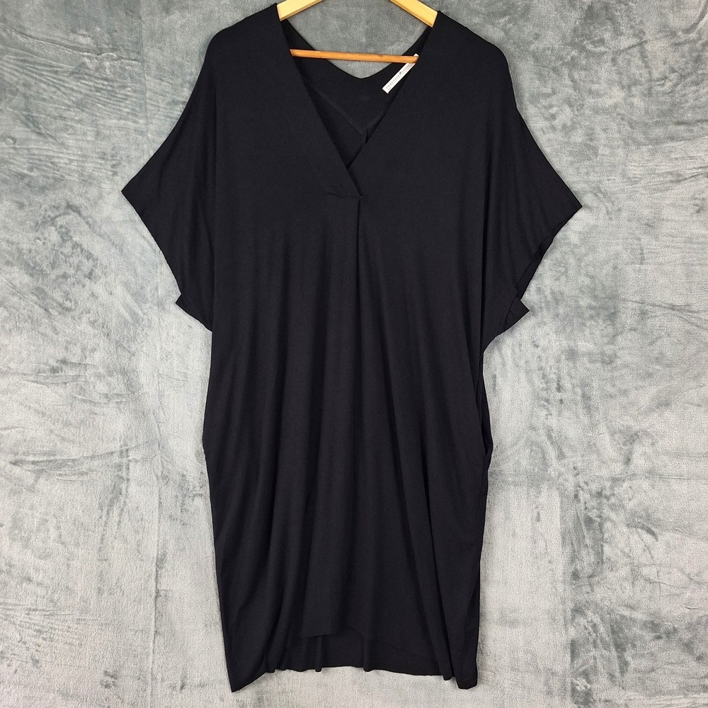 Peruvian Connection Dress M/L Black Thebes Lagenlook Minimalist Caftan Oversized